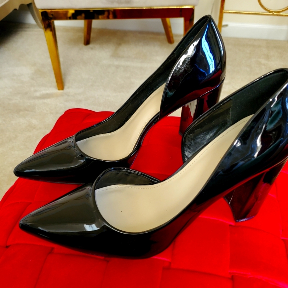 Patent Leather Black Pumps, Size 10 by Nine West, 3.5 inch heels